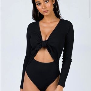 Princess Polly black tie front and cutout bodysuit